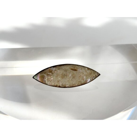 Mother of Pearl Marquise Vintage Sterling Silver Abalone Mini Victorian Brooch - Picture 7 of 9